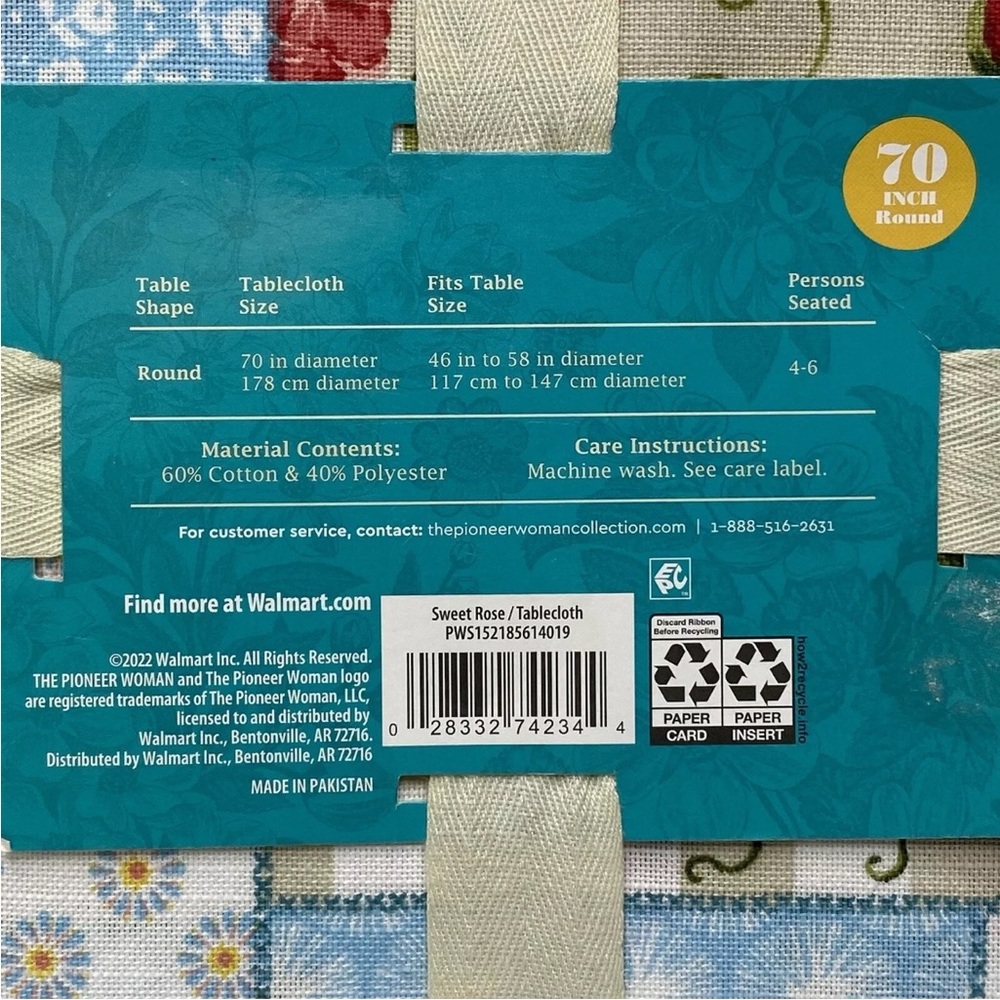 Floral 70” Tablecloth ROUND - Picture 7 of 7